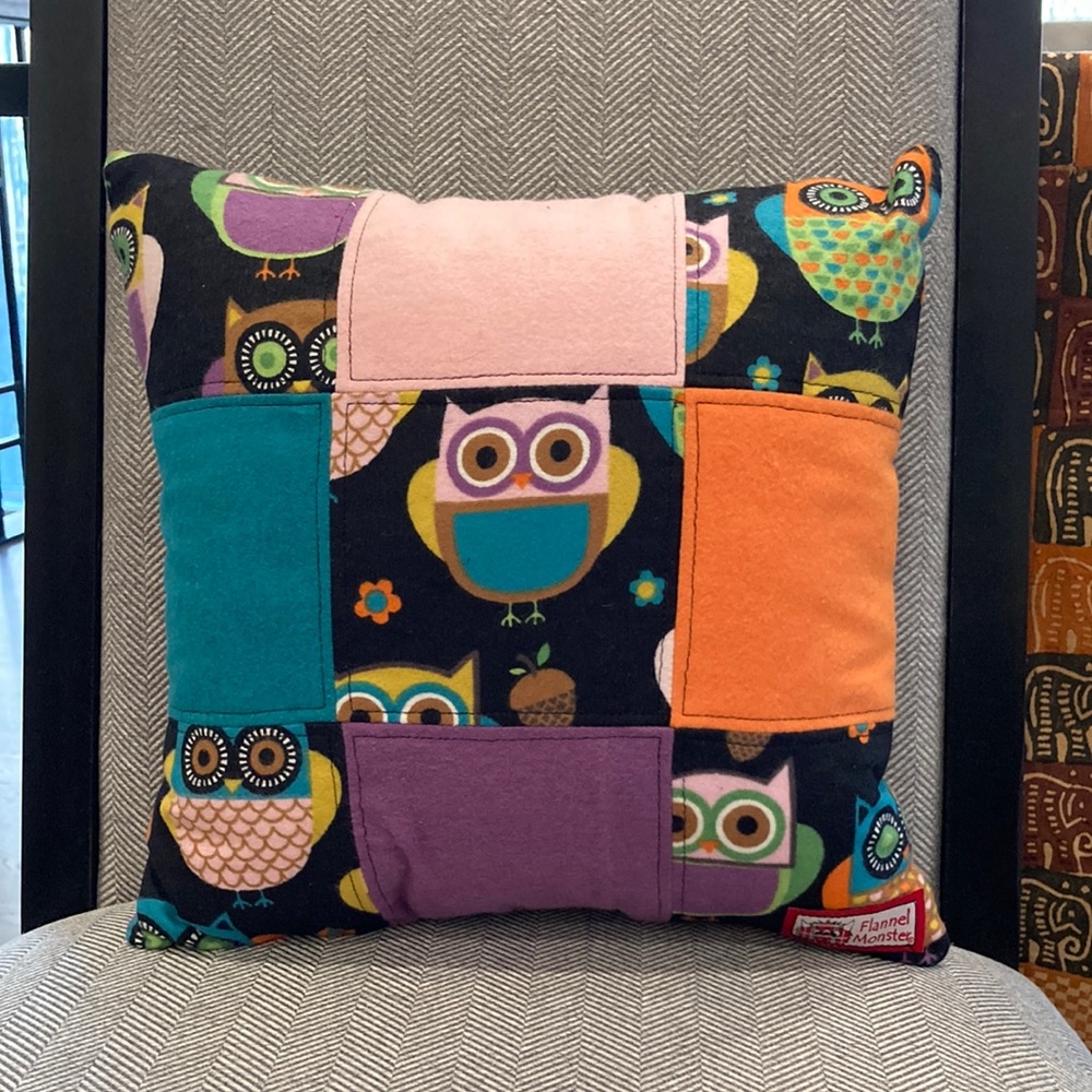 NEW Colorful Owls Patchwork Pillow